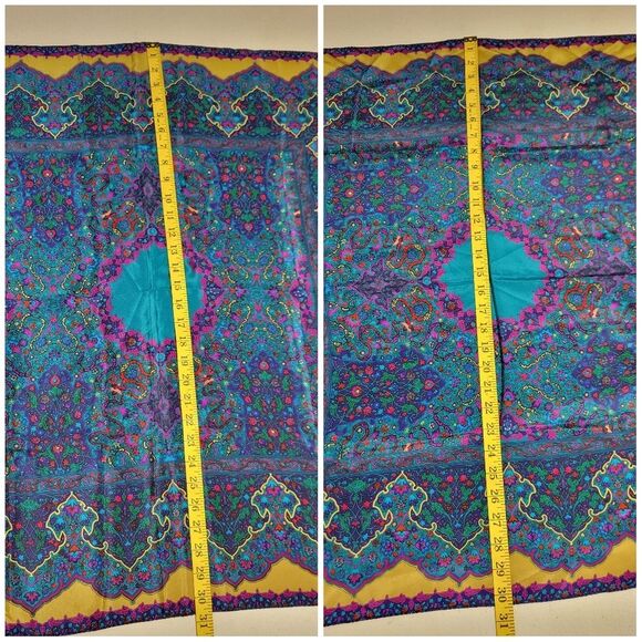 Liz Claiborne Vintage Silk Square Blue and Matte Gold Scarf - Picture 6 of 6